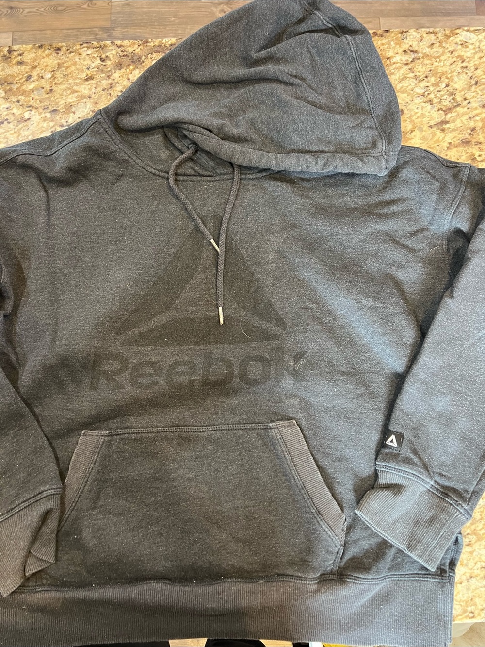 Reebok Charcoal Pullover Hoodie with Subtle Logo